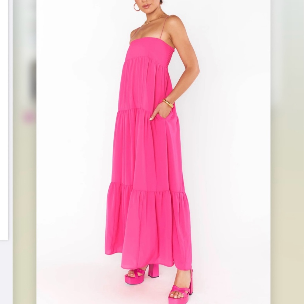 Show Me Your MuMu Pink Strapless Ruffled Maxi Dress